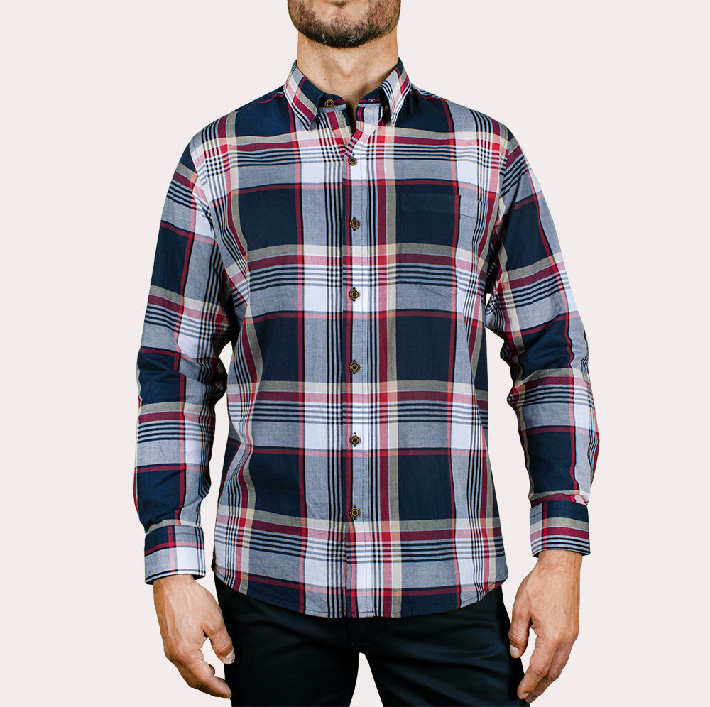 Camisa A Cuadros Azul / Blanco | CAMISAS | CAMISAS | MODA HOMBRE | HOMBRES | Moda RM Tienda Online