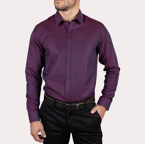 Silueta Slim - Camisa Manga Larga Dobby R-1052130008