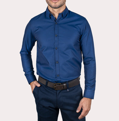 Silueta Slim - Camisa Manga Larga Dobby R-1052130008