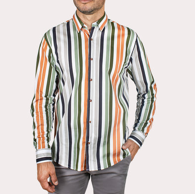Silueta Slim - Camisa Manga Larga Rayas R- 1053130128