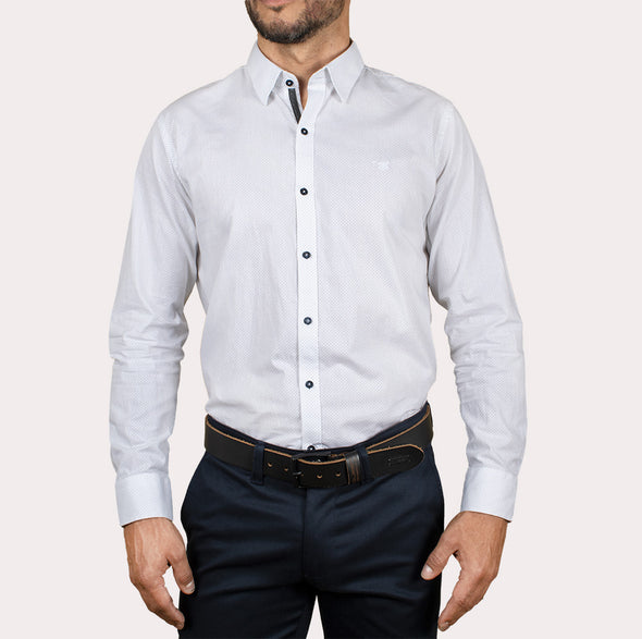 Silueta Slim - Camisa Manga Larga Estampada Puntos R-1053130111