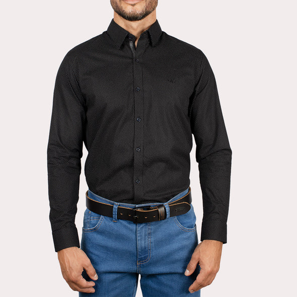 Silueta Slim - Camisa Manga Larga Estampada Puntos R-1053130111