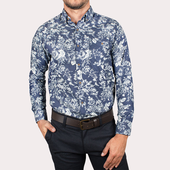 Silueta Slim - Camisa Manga Larga Estampada Flores R-1053130077